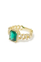 Pave Curb Emerald Center Chain Ring